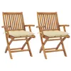 Image de Lot de 2 chaise vidaxl H. 88 cm empilable pliable en teck exterieur blanc