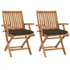 Image de vidaXL Chaises de jardin 2 pcs avec coussins taupe Bois de teck massif