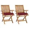 Image de Lot de 2 chaise Vidaxl en teck pliable exterieur H. 88 cm rouge