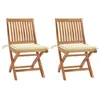 Image de Lot de 2 chaise vidaxl exterieur pliable en bois massif H. 88 cm bois