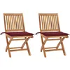 Image de Lot de 2 chaise vidaxl exterieur pliable en teck H. 88 cm rouge