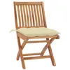 Image de Chaises de jardin 2 pcs avec coussins blanc crème Teck massif vidaXL