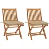 Image de Lot de 2 chaise vidaxl en bois massif pliable exterieur H. 88 cm beige