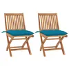 Image de vidaXL Lot de 2 Chaises de Jardin avec Coussins, Sièges de Terrasse, Chaises de Salle à Manger, Meubles de Patio Extérieur, Bleu Clair Teck Massif