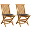 Image de Chaises de jardin et coussins anthracite lot de 2 Bois de teck