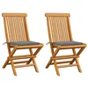 Image de Chaises de jardin et coussins gris lot de 2 Bois de teck massif