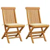 Image de vidaXL Lot de 2 Chaises de Jardin avec Coussins, Sièges de Terrasse, Chaises de Salle à Manger, Meubles de Patio Extérieur, Crème Bois Teck Massif