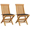Image de vidaXL Chaises de jardin et coussins taupe lot de 2 Bois teck massif3062468