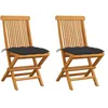 Image de Chaises de jardin et coussins anthracite lot de 2 Bois de teck