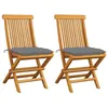 Image de vidaXL Chaises de jardin avec coussins gris 2 pcs Bois de teck massif