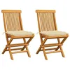 Image de Lot de 2 chaise vidaxl H. 89 cm non pliable exterieur en teck blanc