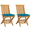 Image de vidaXL Chaises de jardin lot de 2 avec coussins bleu clair Teck massif3062479