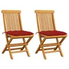Image de vidaXL Tuinstoelen 2 st met rode kussens massief teakhout3062481