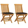 Image de vidaXL Chaises de jardin et coussins taupe lot de 2 Bois teck massif3062483