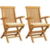 Image de Lot de 2 chaise vidaxl en bois massif pliable exterieur H. 89 cm