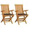 Image de Chaises de jardin et coussins taupe lot de 2 Bois teck massif