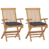Image de Chaises de jardin et coussins anthracite lot de 2 Bois de teck