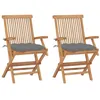 Image de Lot de 2 chaise vidaxl en bois massif pliable exterieur H. 89 cm gris