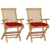 Image de Lot de 2 chaise vidaxl en bois massif pliable exterieur H. 89 cm rouge