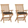 Image de Chaises de jardin avec coussins taupe lot de 2 Bois teck massif