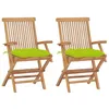 Image de Chaises de jardin avec coussins vert vif lot de 2 Bois de teck