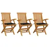 Image de Lot de 3 chaise vidaxl en bois massif pliable H. 89 cm exterieur