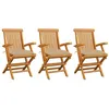 Image de Lot de 3 chaise vidaxl en bois massif pliable exterieur H. 89 cm bois