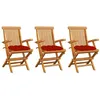 Image de Lot de 3 chaise vidaxl exterieur pliable H. 89 cm en bois massif