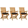 Image de Lot de 3 chaise Vidaxl H. 89 cm exterieur noir en bois massif