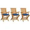 Image de Lot de 3 chaise vidaxl exterieur pliable H. 89 cm en bois massif bleu