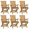 Image de Chaises de jardin avec coussins gris lot de 6 Bois teck massif