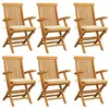Image de vidaXL Tuinstoelen 6 st met cràme kussens massief teakhout3062543