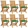 Image de Lot de 6 chaise vidaxl H. 89 cm pliable en bois massif exterieur vert