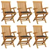 Image de vidaXL Tuinstoelen 6 st met taupe kussens massief teakhout3062549