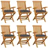 Image de vidaXL Tuinstoelen 6 st met antracietkleurige kussens massief teakhout3062556