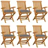 Image de Lot de 6 chaise vidaxl H. 89 cm pliable en bois massif exterieur gris