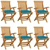 Image de Lot de 6 chaise vidaxl en teck pliable H. 89 cm exterieur bleu