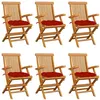 Image de Lot de 6 chaise vidaxl exterieur pliable H. 89 cm en bois massif