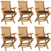Image de Chaises de jardin avec coussins taupe lot de 6 Bois teck massif