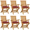 Image de Chaises de jardin coussins rouge bordeaux lot de 6 Teck massif