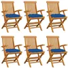Image de Lot de 6 chaise vidaxl en bois massif pliable exterieur H. 89 cm bleu