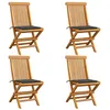 Image de Chaises de jardin et coussins anthracite lot de 4 Bois de teck