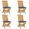Image de Lot de 4 chaise vidaxl exterieur non pliable en teck H. 89 cm bleu
