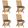 Image de Chaises de jardin et coussins anthracite lot de 4 Bois de teck