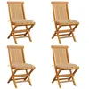 Image de Lot de 4 chaise Vidaxl en bois massif H. 89 cm beige exterieur