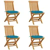 Image de Chaises de jardin avec coussins bleu clair lot de 4 Teck massif