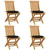 Image de Lot de 4 chaise vidaxl H. 89 cm non pliable en bois massif exterieur noir