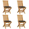 Image de vidaXL Tuinstoelen 4 st met taupe kussens massief teakhout3062591