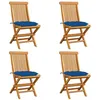 Image de Lot de 4 chaise vidaxl en bois massif non pliable H. 89 cm exterieur bleu