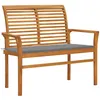 Image de Banc de jardin avec coussin gris 112 cm Bois de teck massif